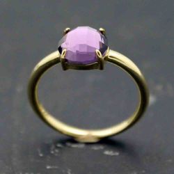 Anillo Plata Dorada Mujer ANM0008DO14AM Piedra Mineral Amatista