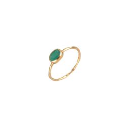 Anillo Plata Dorada Mujer ANM0009DO12OV Piedra Mineral Onix Verde