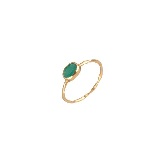 Anillo Plata Dorada Mujer ANM0009DO14OV Piedra Mineral Onix Verde