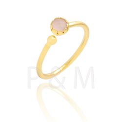 Anillo Plata Dorada Mujer ANM0010DO14CR Piedra Mineral Cuarzo Rosa