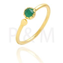 Anillo Plata Dorada Mujer ANM0010DO14OV Piedra Mineral Onix Verde