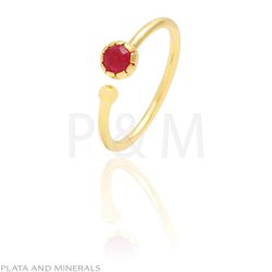 Anillo Plata Dorada Mujer ANM0010DO14RU Piedra Mineral Rubí