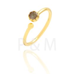 Anillo Plata Dorada Mujer ANM0010DO16LA Piedra Mineral Labradorita