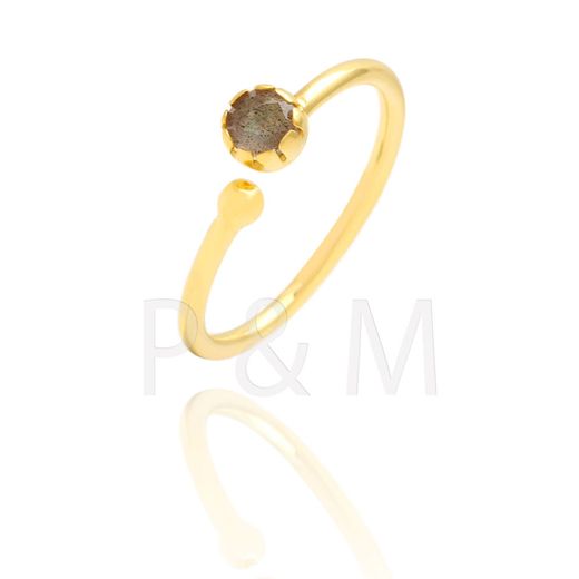Anillo Plata Dorada Mujer ANM0010DO16LA Piedra Mineral Labradorita