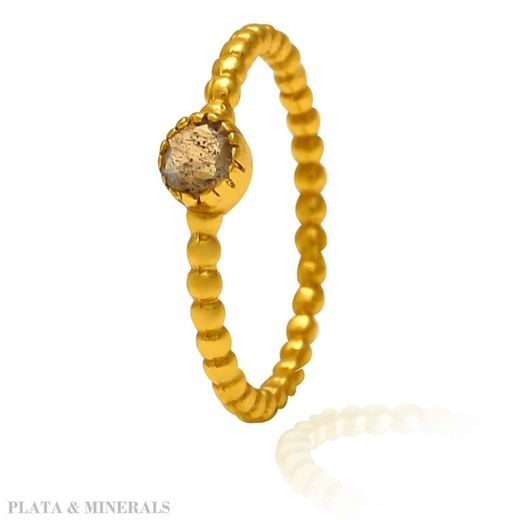 Anillo Plata Dorada Mujer ANM0011DO14LA Piedra Mineral Labradorita