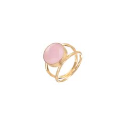 Anillo Plata Dorada Mujer ANM0013DO14CR Piedra Mineral Cuarzo Rosa