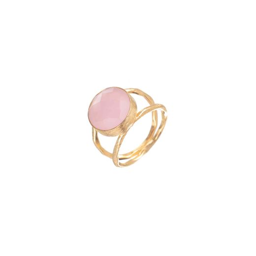 Anillo Plata Dorada Mujer ANM0013DO14CR Piedra Mineral Cuarzo Rosa