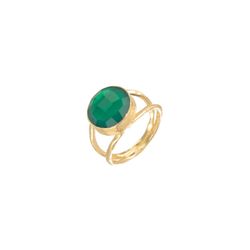 Anillo Plata Dorada Mujer ANM0013DO16OV Piedra Mineral Onix Verde
