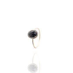 Anillo Plata Dorada Mujer ANM0014DO14OX Piedra Mineral Onix Negro