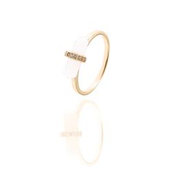 Anillo Plata Dorada Mujer ANM0015DO16 Piedra Mineral Cuarzo Blanco