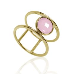 Anillo Plata Dorada Mujer ANM0018DO12CR Piedra Mineral Cuarzo Rosa