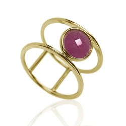 Anillo Plata Dorada Mujer ANM0018DO12RU Piedra Mineral Rubí