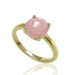Anillo Plata Dorada Mujer ANM0019DO12CR Piedra Mineral Cuarzo Rosa