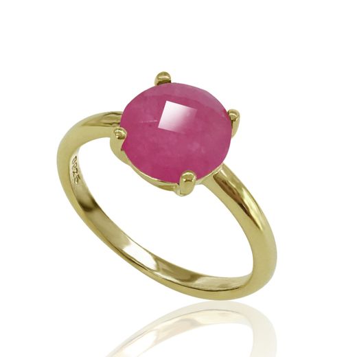 Anillo Plata Dorada Mujer ANM0019DO14RU Piedra Mineral Rubí