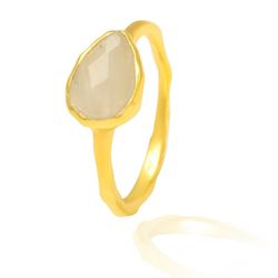 Anillo Plata Dorada Mujer ANM0022DO14PL Gota Piedra Mineral Piedra Luna