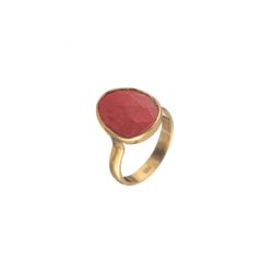 Anillo Plata Dorada Mujer ANM0039DO10RU Piedra Mineral Rubí Ovalada