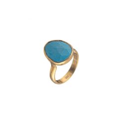 Anillo Plata Dorada Mujer ANM0039DO10TU Piedra Mineral Turquesa Ovalada