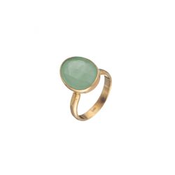 Anillo Plata Dorada Mujer ANM0039DO12CA Piedra Mineral Calcedonia Ovalada