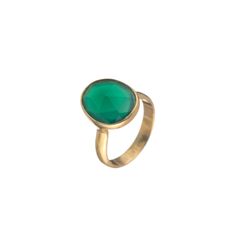 Anillo Plata Dorada Mujer ANM0039DO12OV Piedra Mineral Onix Verde Ovalada