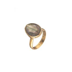 Anillo Plata Dorada Mujer ANM0039DO14LA Piedra Mineral Labradorita Ovalada