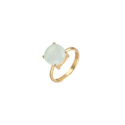 Anillo Plata Dorada Mujer ANM0040DO12CA Piedra Mineral Calcedonia Cuadrada