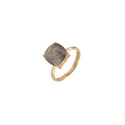 Anillo Plata Dorada Mujer ANM0040DO12LA Piedra Mineral Labradorita Cuadrada