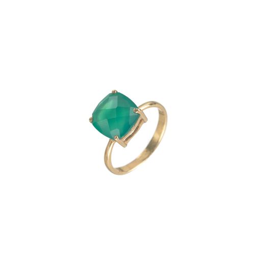 Anillo Plata Dorada Mujer ANM0040DO12OV Piedra Mineral Onix Verde Cuadrada