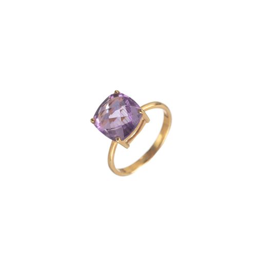 Anillo Plata Dorada Mujer ANM0040DO16AM Piedra Mineral Amatista Cuadrada