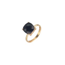 Anillo Plata Dorada Mujer ANM0040DO16OX Piedra Mineral Onix Negro Cuadrada