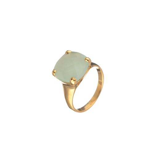 Anillo Plata Dorada Mujer ANM0041DO12CA Piedra Mineral Calcedonia Cuadrada