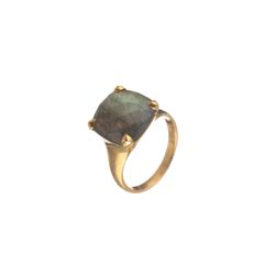 Anillo Plata Dorada Mujer ANM0041DO12LA Piedra Mineral Labradorita Cuadrada