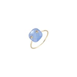 Anillo Plata Dorada Mujer ANM0043DO14CB Piedra Mineral Calcedonia Azul Cuadrada