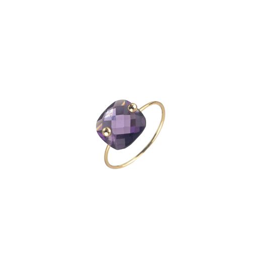 Anillo Plata Dorada Mujer ANM0043DO16AM Piedra Mineral Amatista Cuadrada