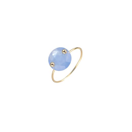 Anillo Plata Dorada Mujer ANM0044DO12CB Piedra Mineral Calcedonia Azul Redondo