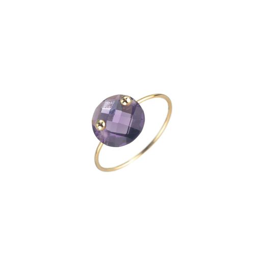 Anillo Plata Dorada Mujer ANM0044DO14AM Piedra Mineral Amatista Redondo