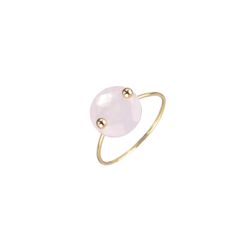 Anillo Plata Dorada Mujer ANM0044DO14CR Piedra Mineral Cuarzo Rosa Redondo