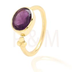 Anillo Plata Dorada Mujer ANM0045DO16AM Piedra Mineral Amatista Ovalada