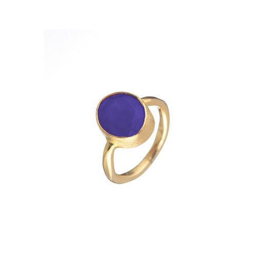 Anillo Plata Dorada Mujer ANM0049DO16AM Piedra Mineral Amatista Redonda