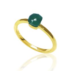 Anillo Plata Dorada Mujer ANM0052DO12OV Piedra Mineral Onix Verde Cuadrada