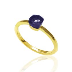 Anillo Plata Dorada Mujer ANM0052DO16AM Piedra Mineral Amatista Cuadrada