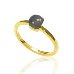 Anillo Plata Dorada Mujer ANM0052DO16LA Piedra Mineral Labradorita Cuadrada