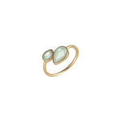 Anillo Plata Dorada Mujer ANM0054DO12CA Gota Piedra Mineral Calcedonia