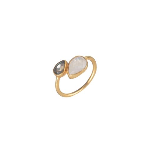 Anillo Plata Dorada Mujer ANM0054DO12VA Gota Piedra Mineral Multicolor