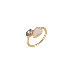 Anillo Plata Dorada Mujer ANM0054DO14VA Gota Piedra Mineral Multicolor