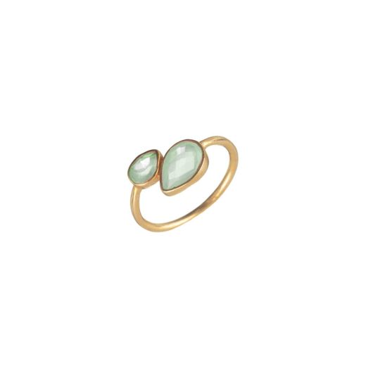 Anillo Plata Dorada Mujer ANM0054DO16CA Gota Piedra Mineral Calcedonia