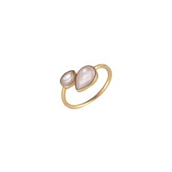 Anillo Plata Dorada Mujer ANM0054DO16CR Gota Piedra Mineral Cuarzo Rosa