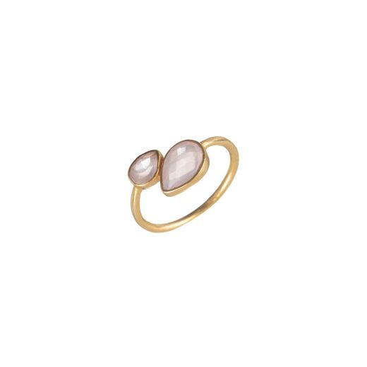 Anillo Plata Dorada Mujer ANM0054DO16CR Gota Piedra Mineral Cuarzo Rosa