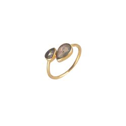 Anillo Plata Dorada Mujer ANM0054DO16LA Gota Piedra Mineral Labradorita