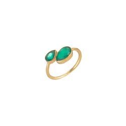 Anillo Plata Dorada Mujer ANM0054DO16OV Gota Piedra Mineral Onix Verde