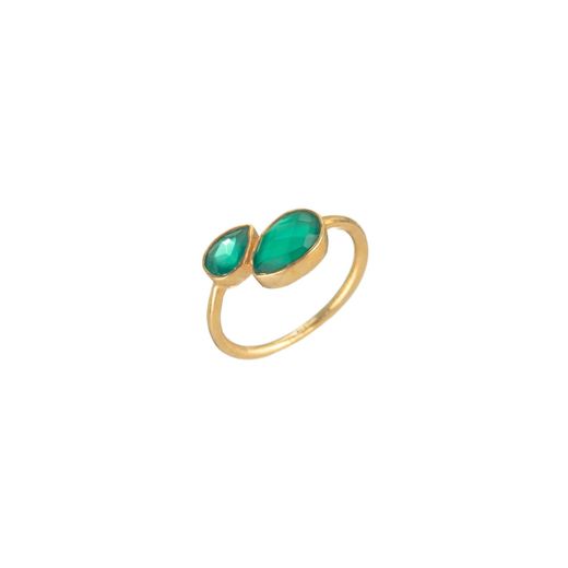 Anillo Plata Dorada Mujer ANM0054DO16OV Gota Piedra Mineral Onix Verde